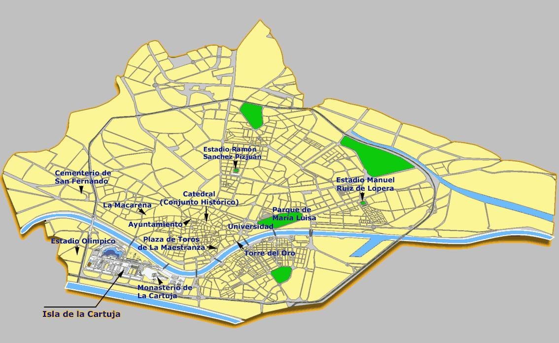 Севиља Шпанија знаменитости карта