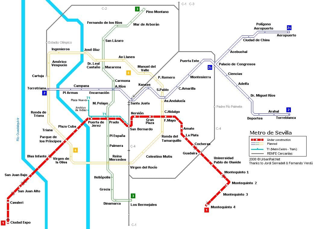 карта метро Севиљи