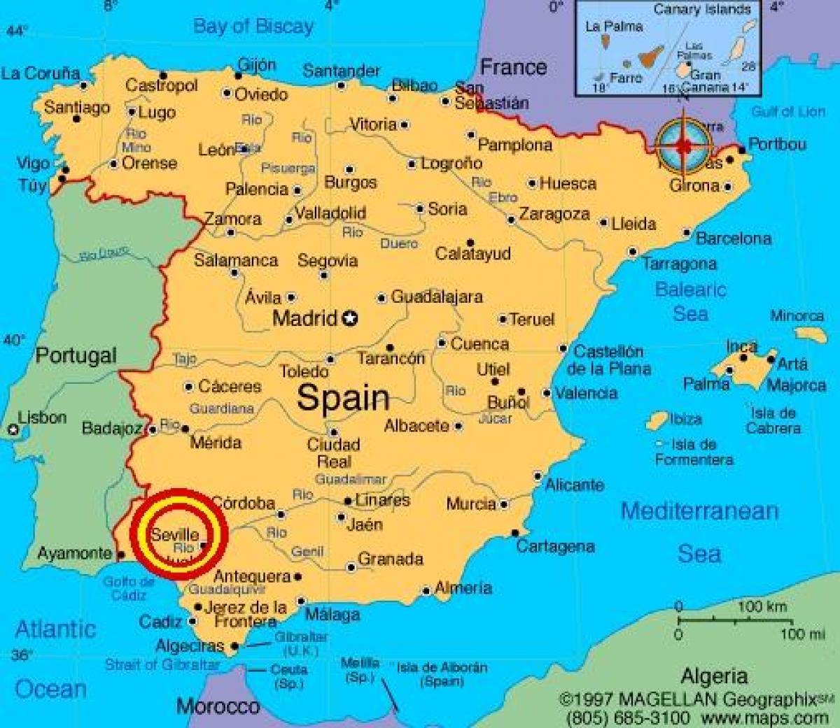 Севиља Шпанија карта