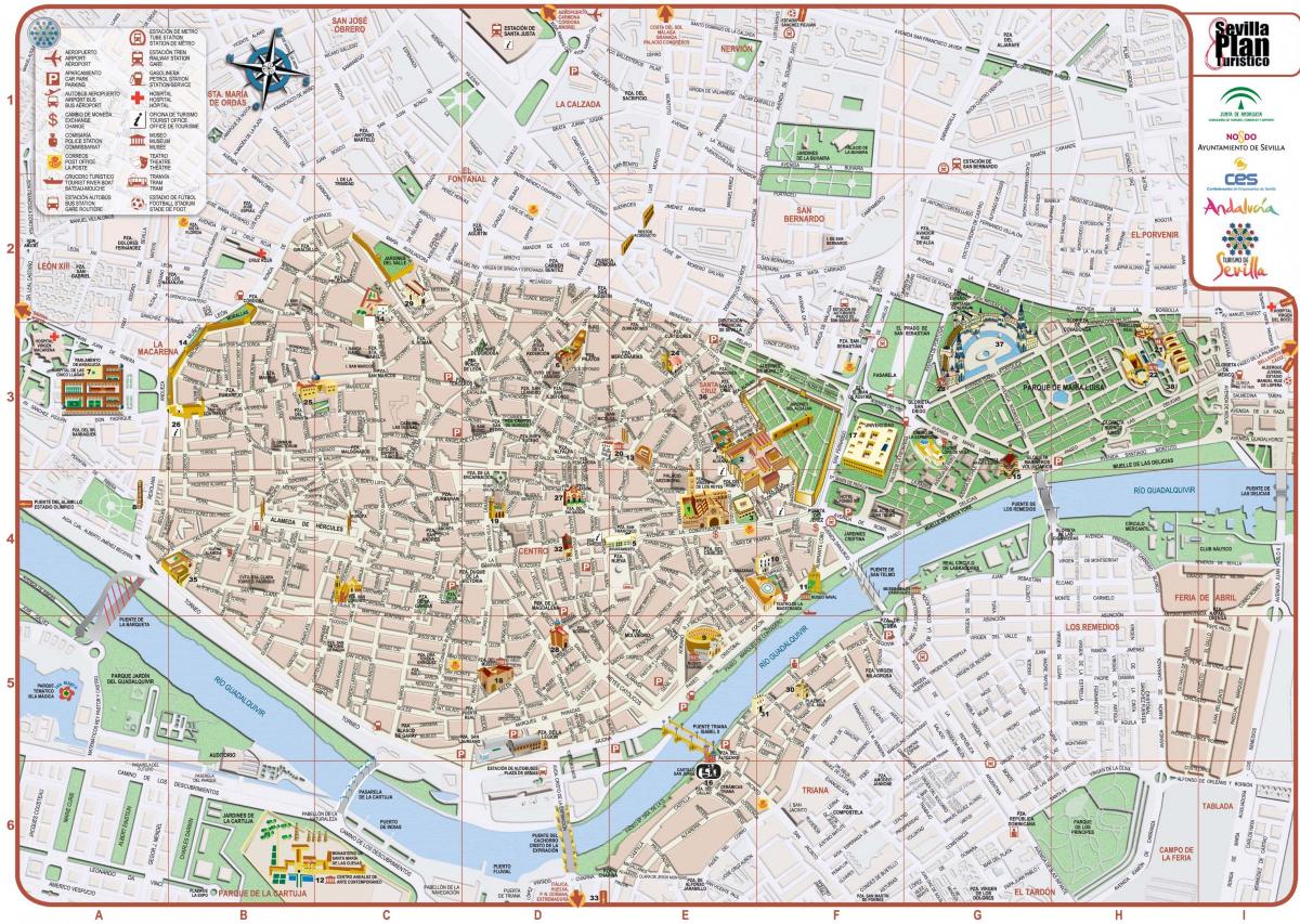 карта центра града Севиљи 
