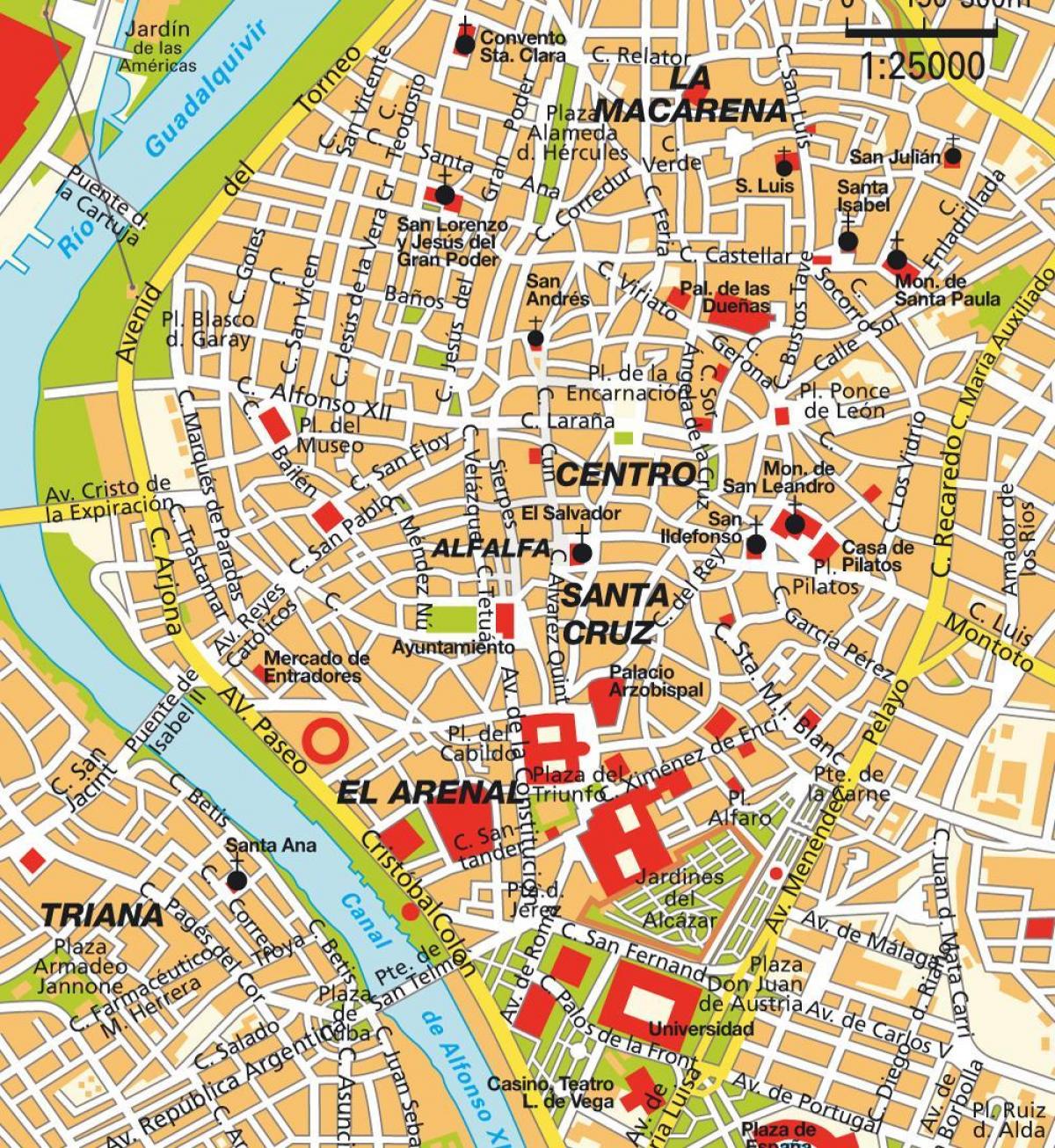 карта Севиља Шпанија центар града 