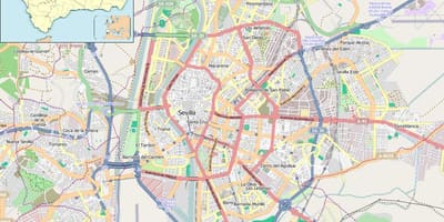 Карта Севиља Шпанија насеља